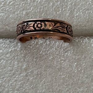Copper Floral Band Ring